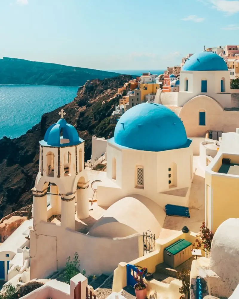 Whitewashed village above the Aegean Sea, Greece